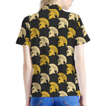 Spartan Warrior Helmet Pattern Print Women's Polo Shirt