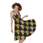 Spartan Warrior Helmet Pattern Print Women's Sleeveless Dress