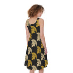 Spartan Warrior Helmet Pattern Print Women's Sleeveless Dress