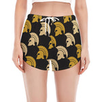 Spartan Warrior Helmet Pattern Print Women's Split Running Shorts