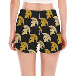 Spartan Warrior Helmet Pattern Print Women's Split Running Shorts