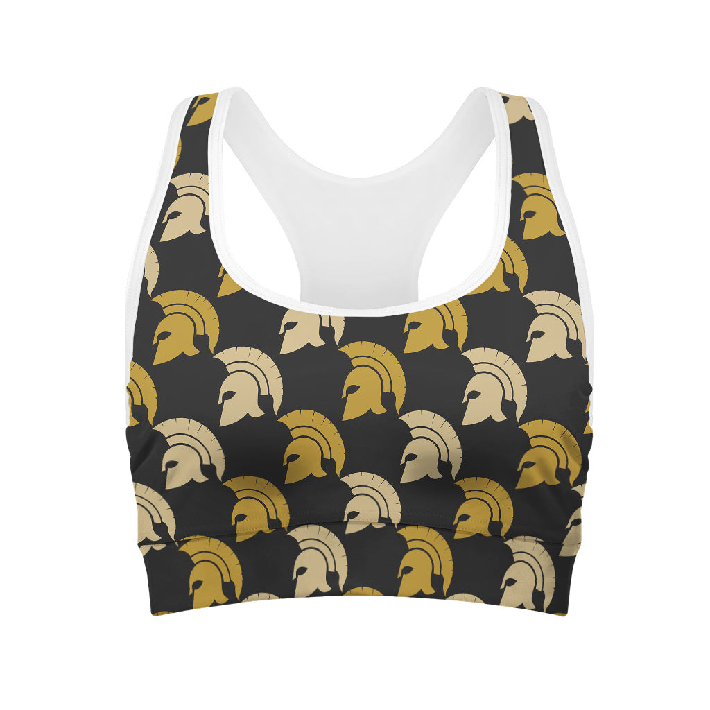 Spartan Warrior Helmet Pattern Print Women's Sports Bra
