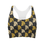 Spartan Warrior Helmet Pattern Print Women's Sports Bra