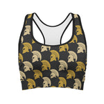 Spartan Warrior Helmet Pattern Print Women's Sports Bra