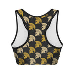 Spartan Warrior Helmet Pattern Print Women's Sports Bra