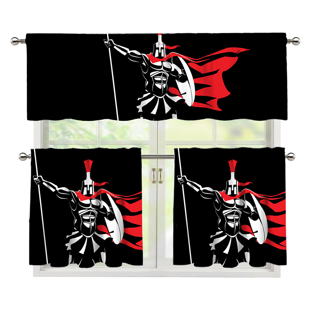 Spartan Warrior Print 3 Piece Kitchen Curtains