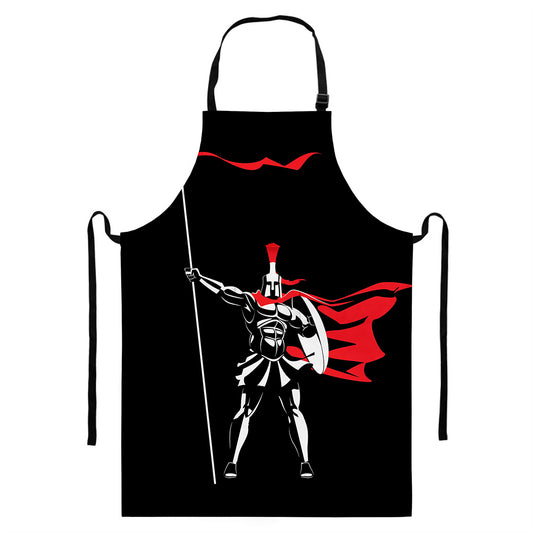 Spartan Warrior Print Bib Apron With Pocket