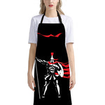 Spartan Warrior Print Bib Apron With Pocket