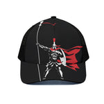 Spartan Warrior Print Black Mesh Trucker Cap