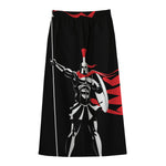 Spartan Warrior Print Cotton Front Slit Maxi Skirt