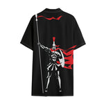 Spartan Warrior Print Cotton Hawaiian Shirt