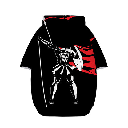 Spartan Warrior Print Dog Zip Up Hoodie