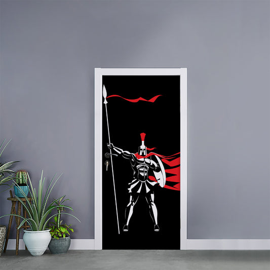 Spartan Warrior Print Door Sticker