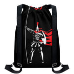 Spartan Warrior Print Drawstring Backpack