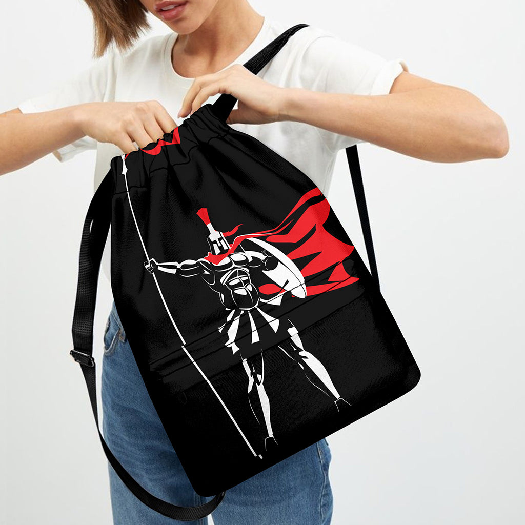 Spartan Warrior Print Drawstring Backpack