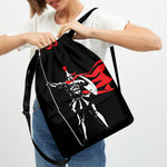 Spartan Warrior Print Drawstring Backpack
