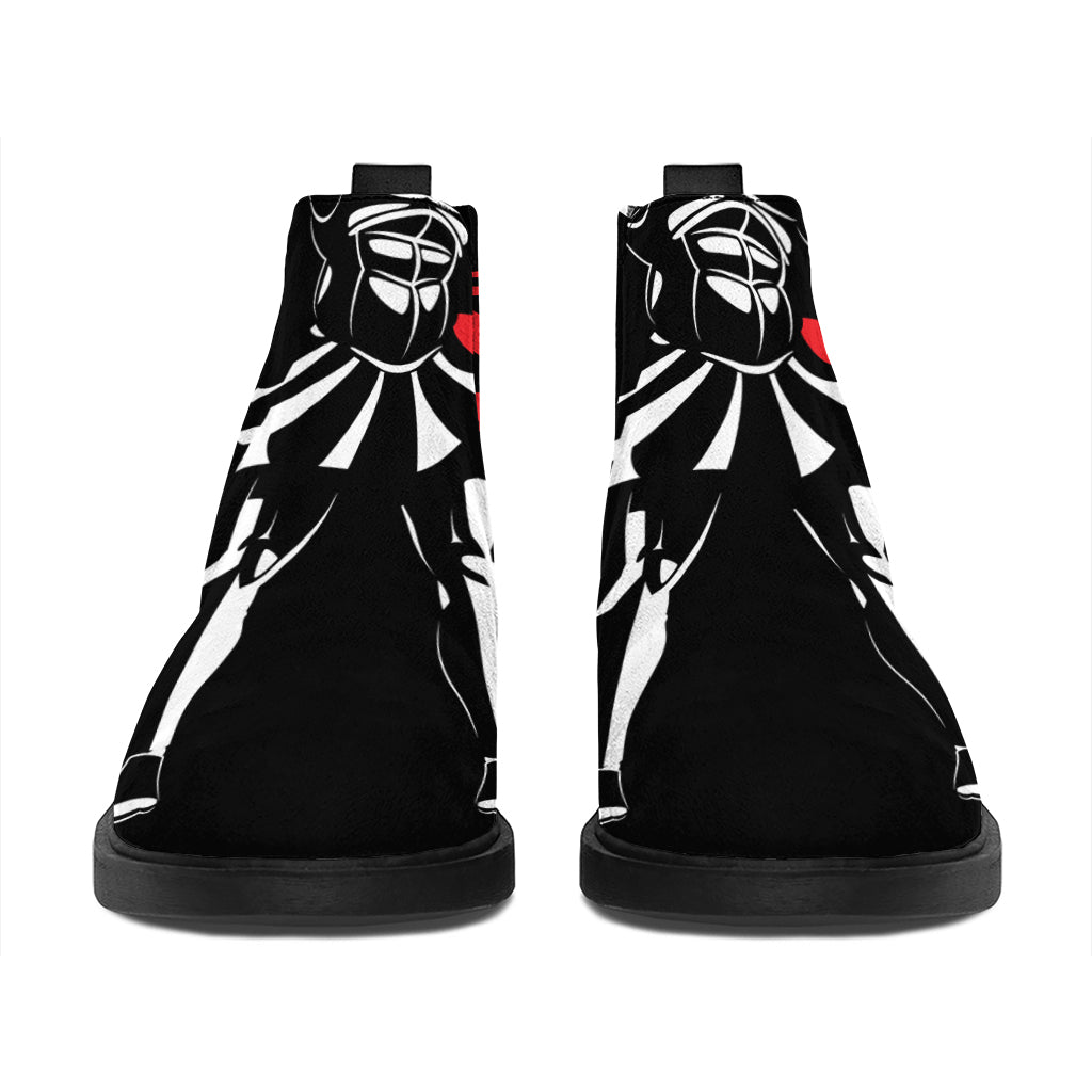 Spartan Warrior Print Flat Ankle Boots