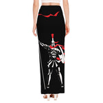 Spartan Warrior Print High Slit Maxi Skirt