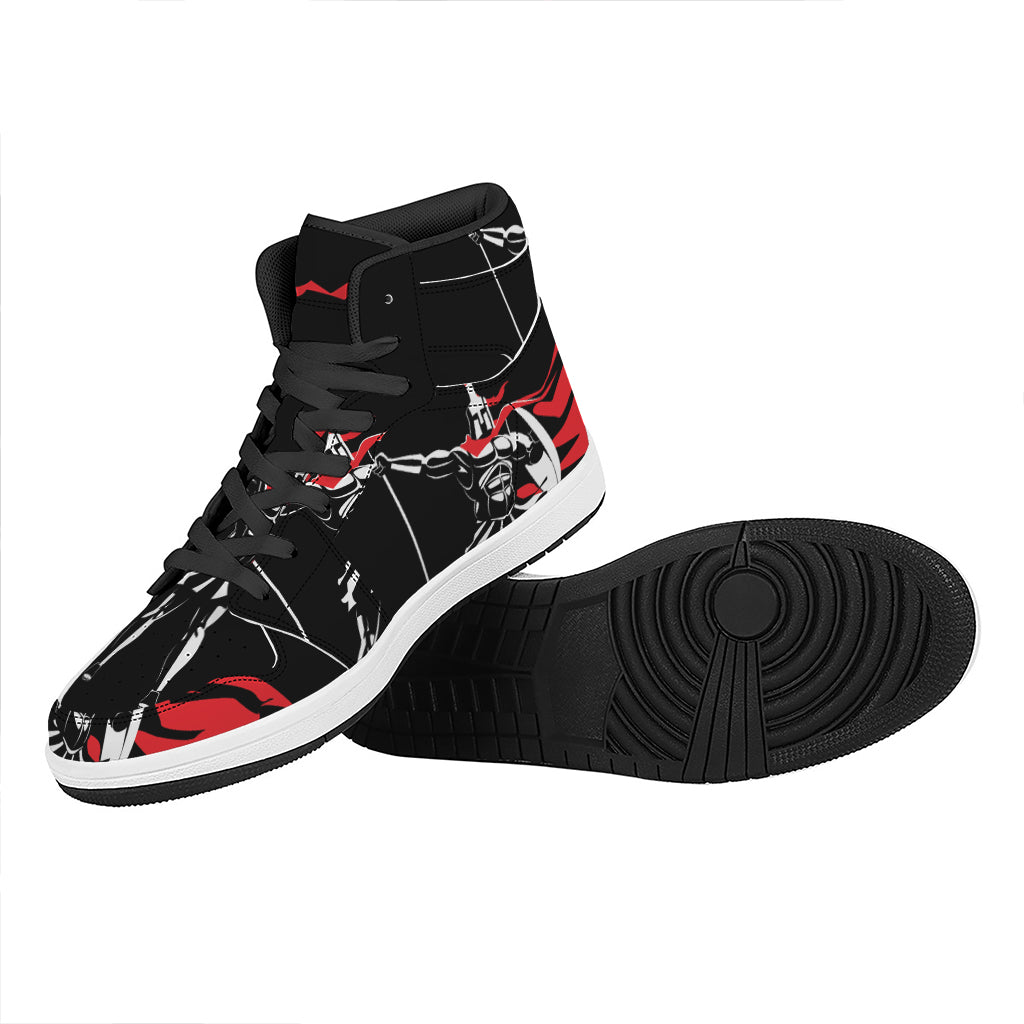 Spartan Warrior Print High Top Leather Sneakers