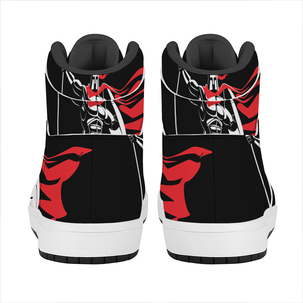Spartan Warrior Print High Top Leather Sneakers