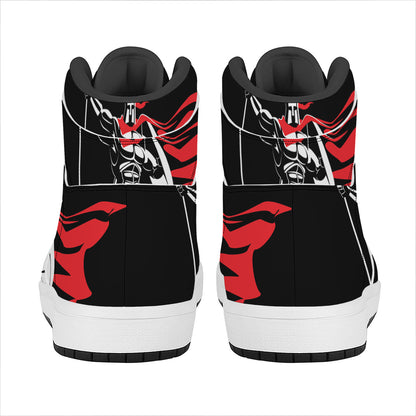 Spartan Warrior Print High Top Leather Sneakers