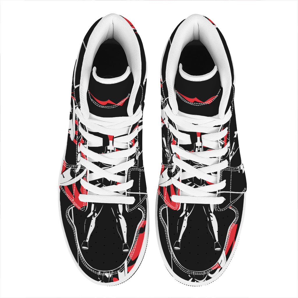 Spartan Warrior Print High Top Leather Sneakers