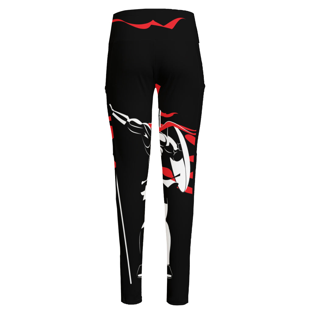 Spartan Warrior Print High-Waisted Pocket Leggings