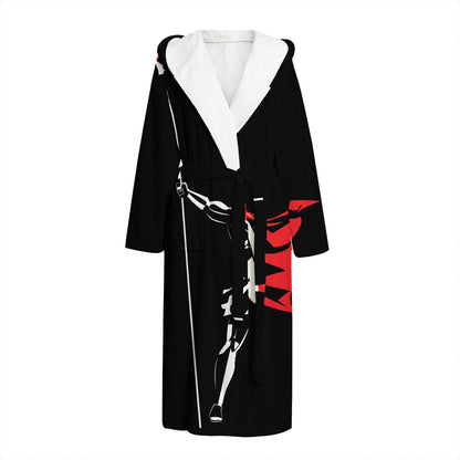 Spartan Warrior Print Hooded Bathrobe