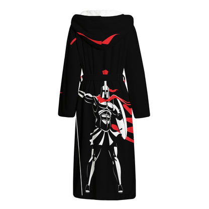 Spartan Warrior Print Hooded Bathrobe