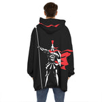 Spartan Warrior Print Hoodie Blanket