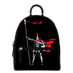 Spartan Warrior Print Leather Backpack