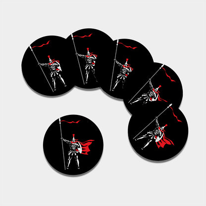 Spartan Warrior Print Leather Coaster Set