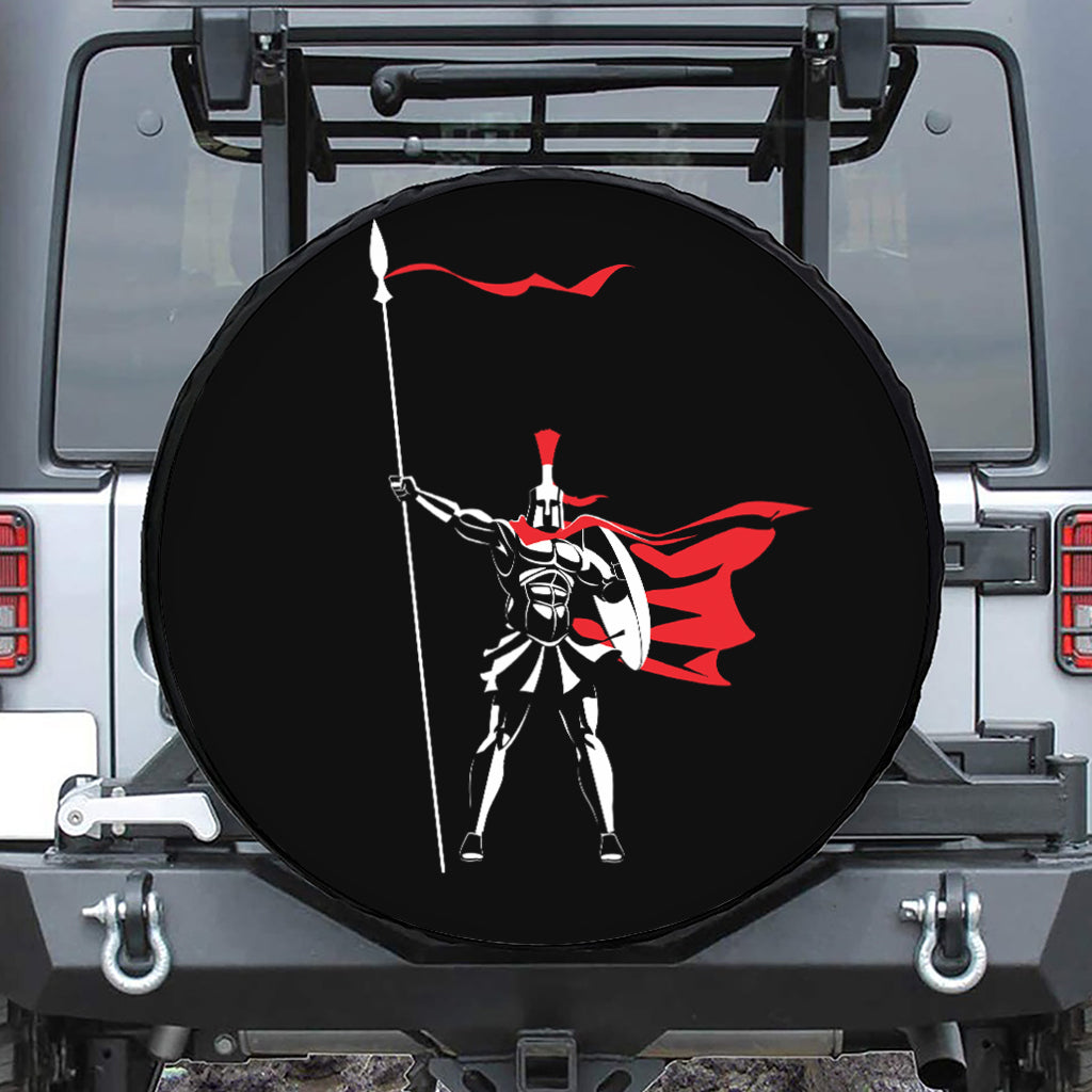 Spartan Warrior Print Leather Spare Tire Cover