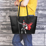 Spartan Warrior Print Leather Tote Bag