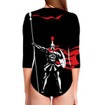 Spartan Warrior Print Long Sleeve Swimsuit