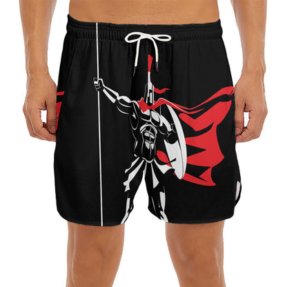 Spartan Warrior Print Men's Split Running Shorts