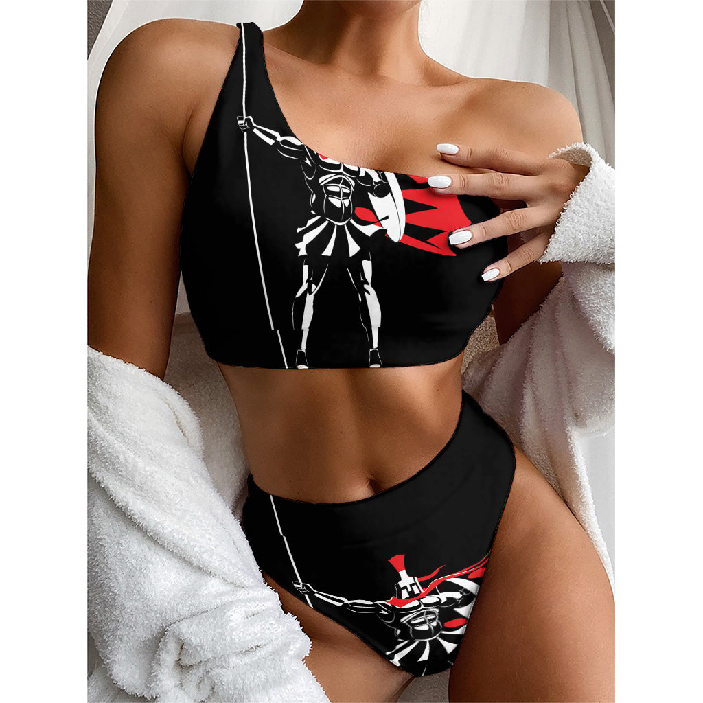 Spartan Warrior Print One Shoulder Bikini Top