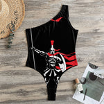 Spartan Warrior Print One Shoulder Bodysuit