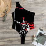 Spartan Warrior Print One Shoulder Bodysuit