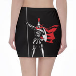 Spartan Warrior Print Pencil Mini Skirt