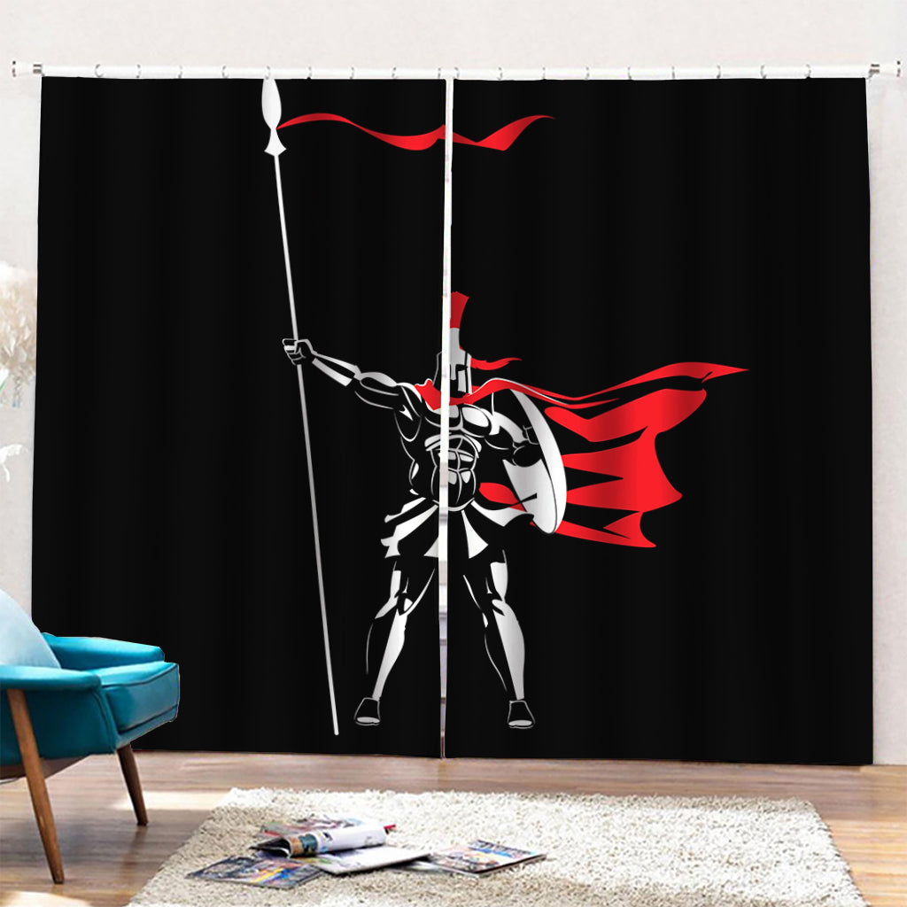 Spartan Warrior Print Pencil Pleat Curtains