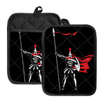 Spartan Warrior Print Pot Holders With Pocket
