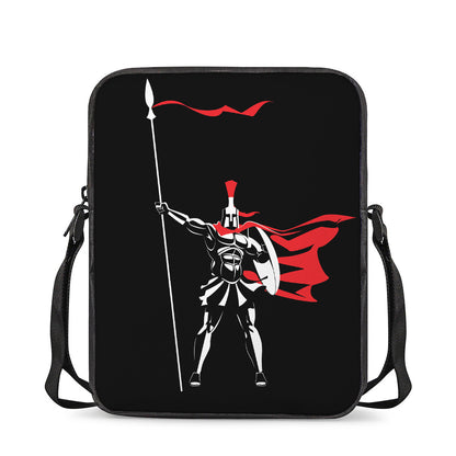 Spartan Warrior Print Rectangular Crossbody Bag