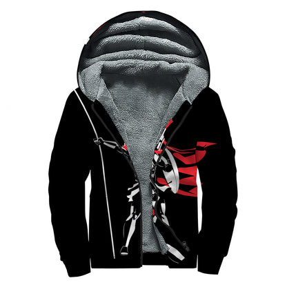 Spartan Warrior Print Sherpa Lined Zip Up Hoodie