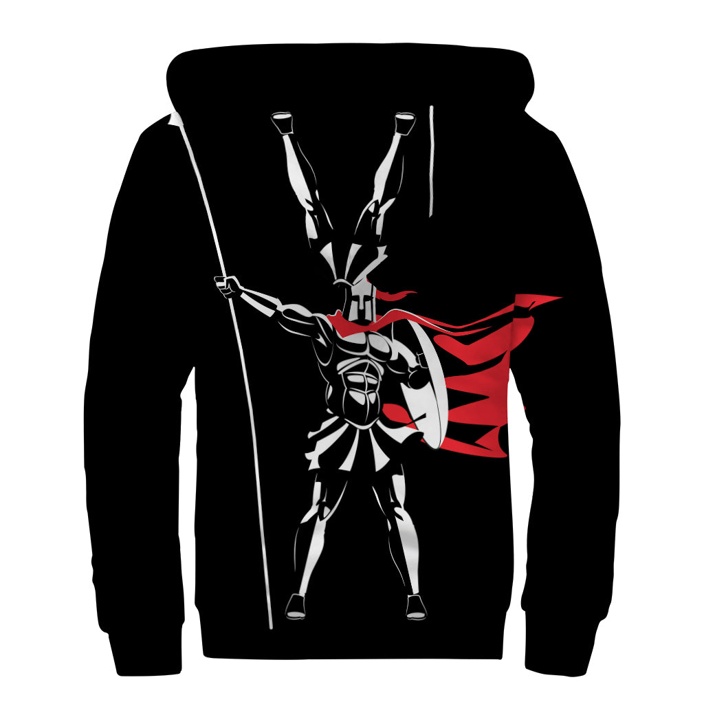 Spartan Warrior Print Sherpa Lined Zip Up Hoodie