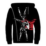 Spartan Warrior Print Sherpa Lined Zip Up Hoodie
