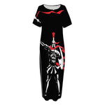 Spartan Warrior Print Short Sleeve Long Nightdress