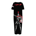 Spartan Warrior Print Short Sleeve Long Nightdress