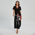 Spartan Warrior Print Short Sleeve Maxi Dress