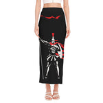 Spartan Warrior Print Side Slit Maxi Skirt